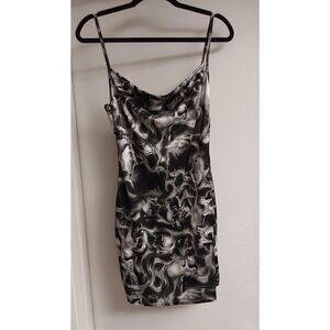 NWOT~New Girl Order Black & White Skull Design Slip Mini Dress Sz 12